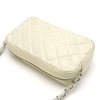 Chanel Chanel Shoulder Quilted Chain Lambskin White Bag