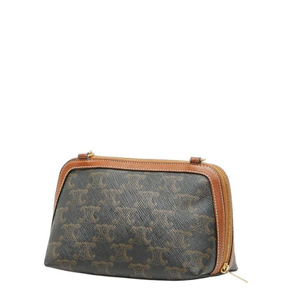 Celine Triomphe Black Brown PVC Leather Women's Celine