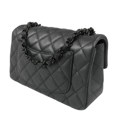 Chanel Chain Shoulder Bag So Black Lambskin Mini Quilted 20 CC Logo — view 2