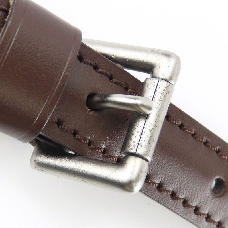 Louis Vuitton Shoulder Strap Leather Brown Adjustable Matte Silver Hardware