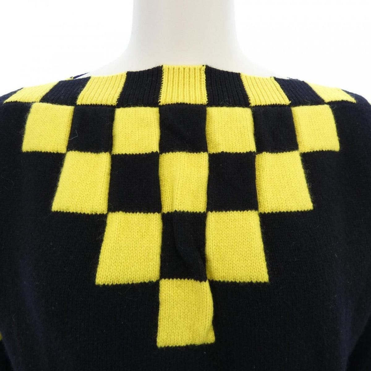 Louis Vuitton Knit Top Cashmere Black Yellow Check — view 5