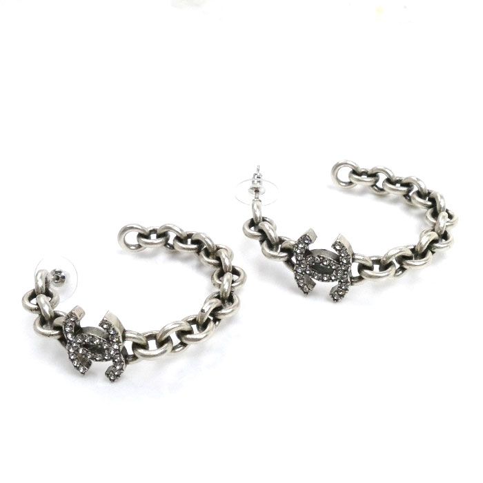 Chanel Metal Coco Mark Hoop Earrings Abd772 Ladies Pre-owned