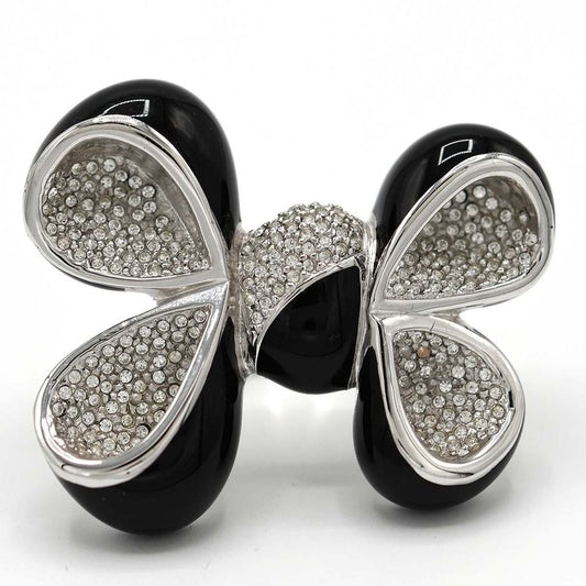 Christian Dior Ring Rhinestone Ribbon 11.5 Black Silver Color 33.6