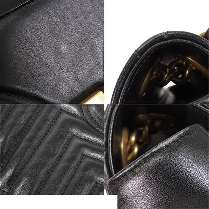 Gucci GG Marmont Black Leather Medium Heart Chain Shoulder Bag — view 5