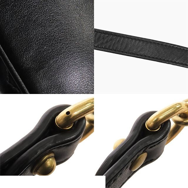 Gucci GG Marmont Black Leather Medium Heart Chain Shoulder Bag — view 6