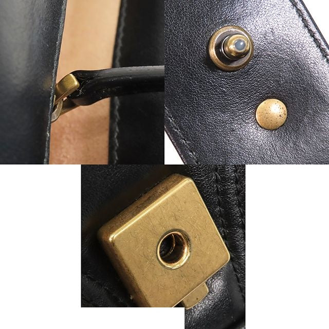 Gucci GG Marmont Black Leather Medium Heart Chain Shoulder Bag — view 8