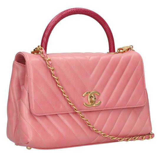 Chanel Coco Handle 29 Chevron Aged Calfskin Chain Shoulder Bag Women 29