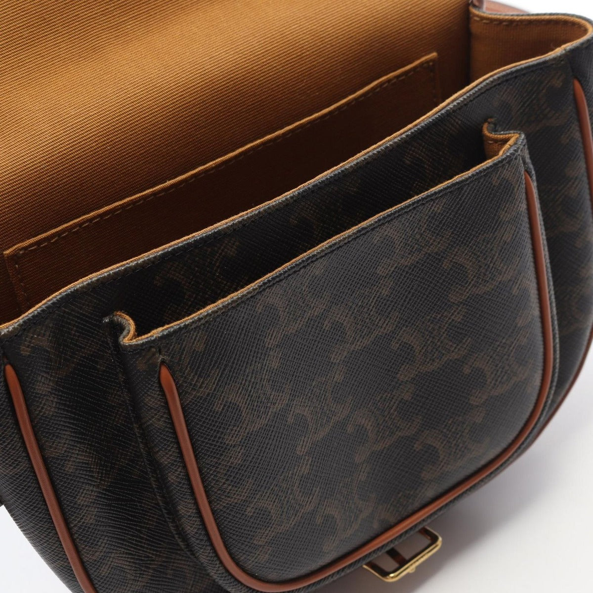 Celine Shoulder Bag Folco Triomphe Black Brown Canvas — view 7