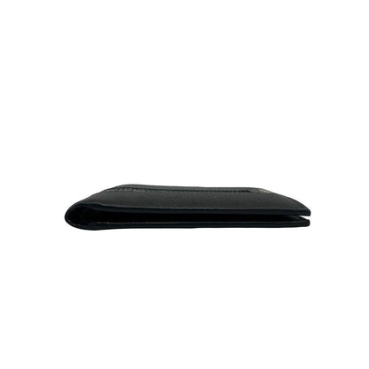Prada Logo Saffiano Croco Embossed Leather Bifold Wallet Black — view 5
