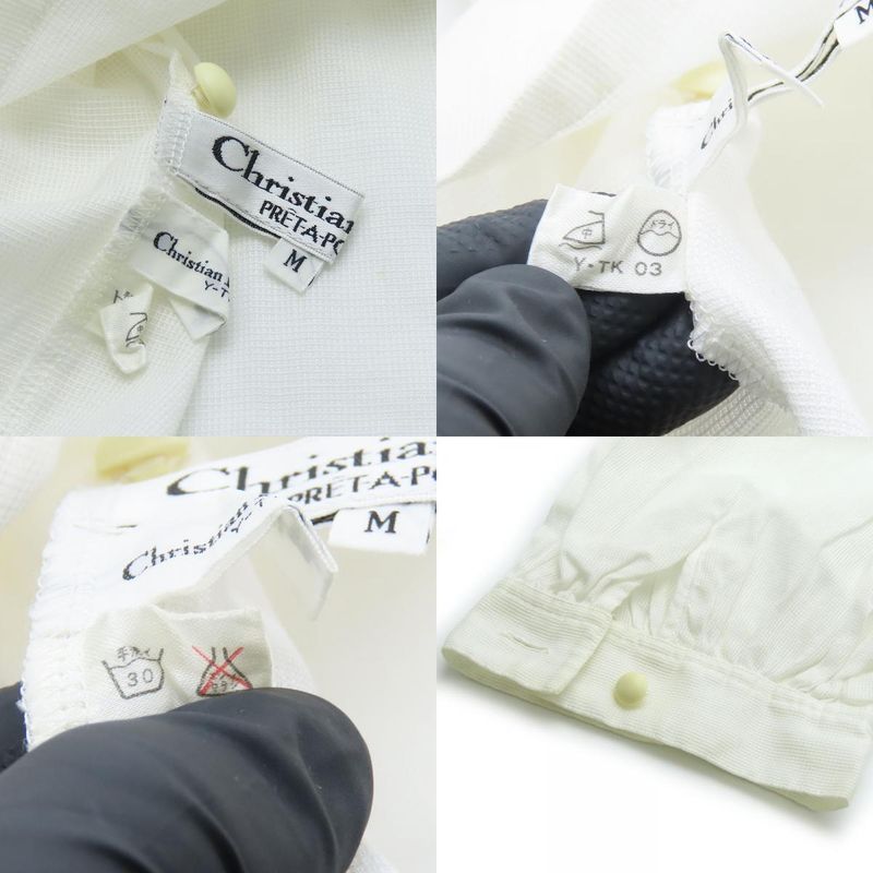 Christian Dior Blouse M White Puff Sleeve 5' Length Women Christian Dior