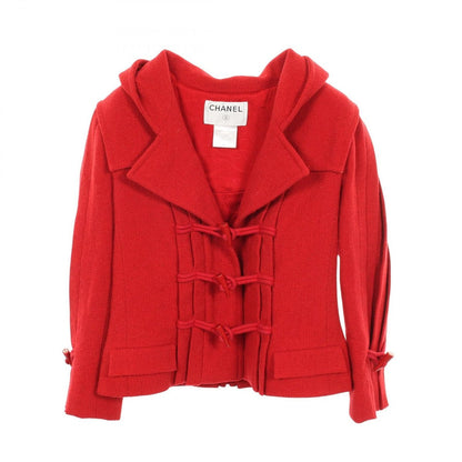 Chanel Duffle Coat Short Red Wool Hooded Jacket