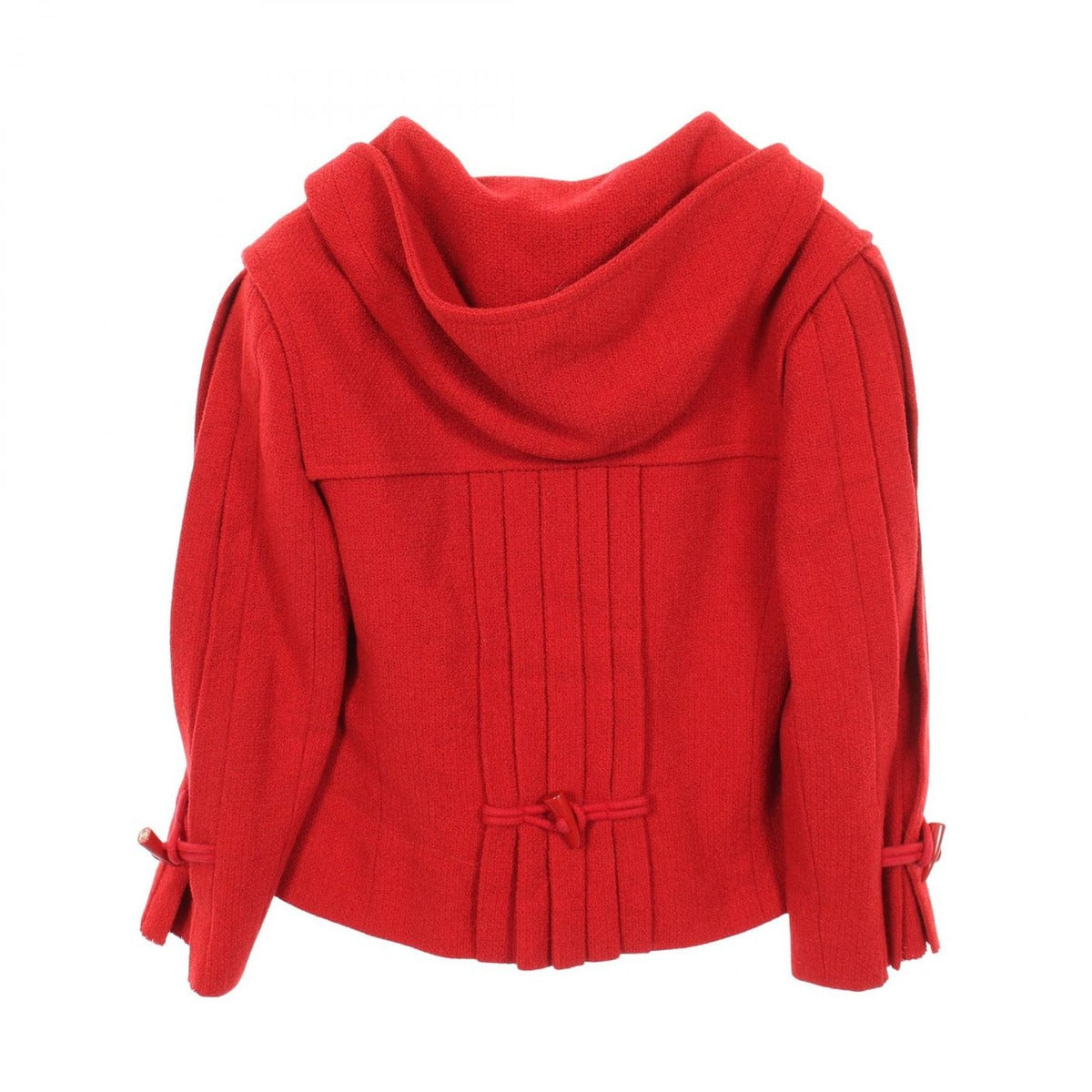 Chanel Duffle Coat Short Red Wool Hooded Jacket — view 2