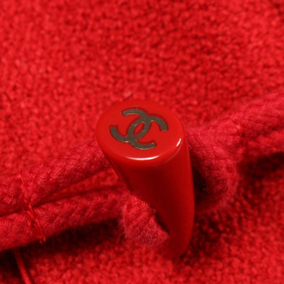 Chanel Duffle Coat Short Red Wool Hooded Jacket — view 7