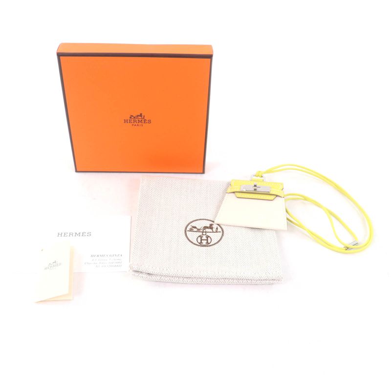 Hermes Monpty Kelly GM Lime Cles Swift Gold Hardware Necklace With Box And