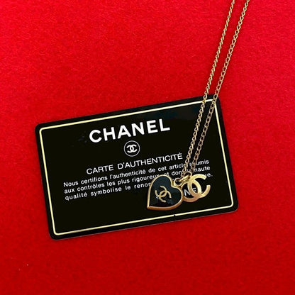 Chanel Coco Mark Heart Motif GP Chain Necklace Pendant Gold 02P