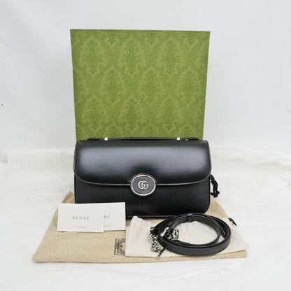 Gucci Clutch Bag Shoulder Bag Leather Black 739721 Shoulder Ladies