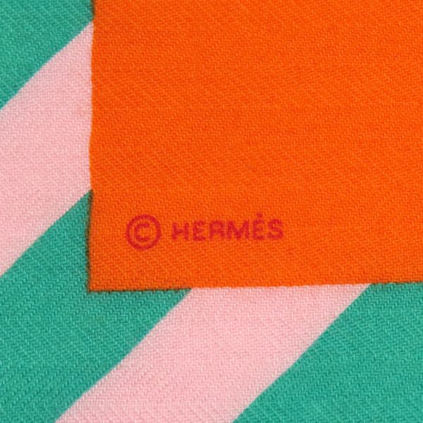 Hermes Shawl Carre 140 Carre Cashmere Silk Orange and Multicolor [box