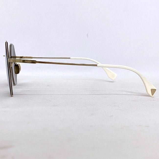 Fendi Sunglasses Gray Mirrored Lenses Gold White