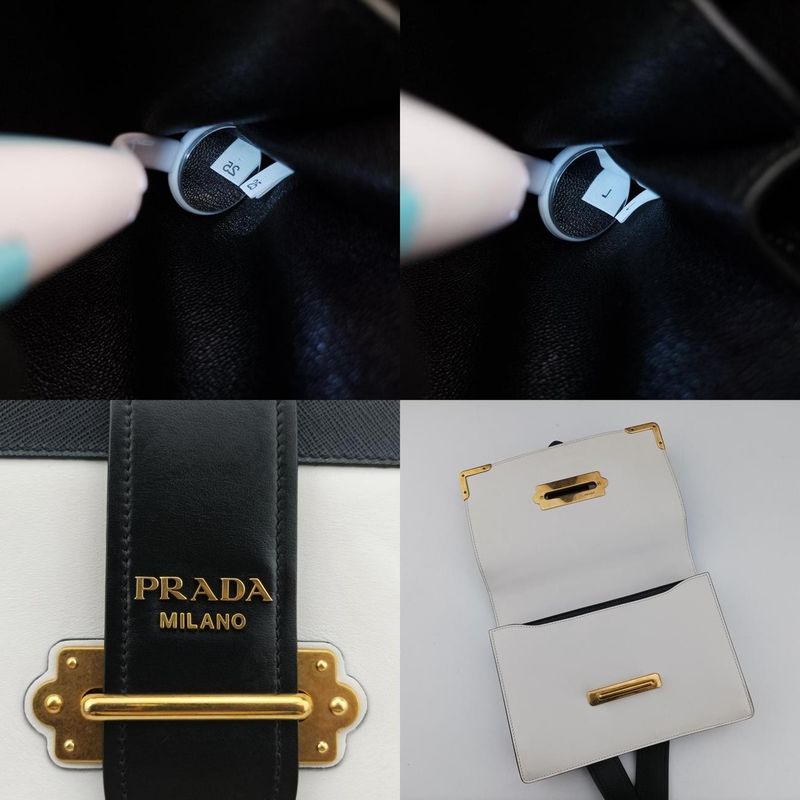 Prada Cahier Black And White Leather X Saffiano Leather 1bd04525 L