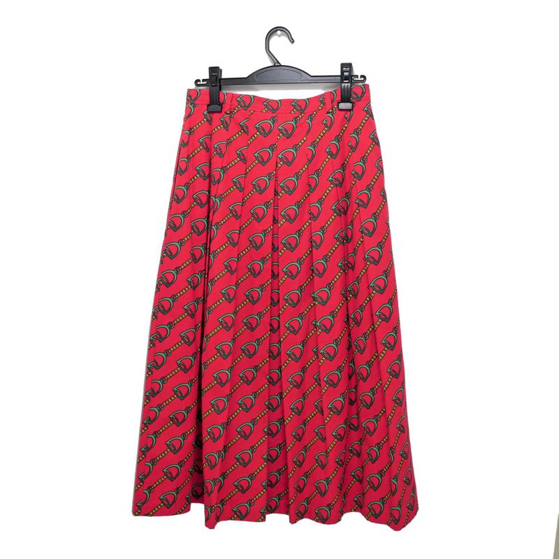 Gucci Fupli Tsukato Bit Motif Size 42 Red Cotton Ladies Women's Clothes