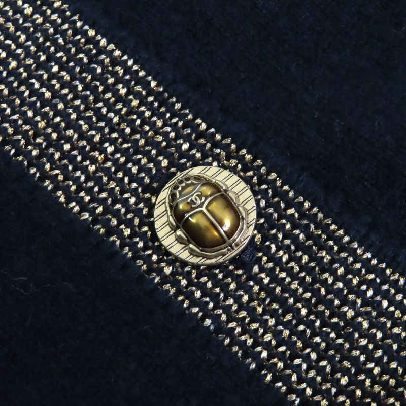 CHANEL P61656k47200 Cashmere Polyester Coco Mark Scarab Button Back Embroidered