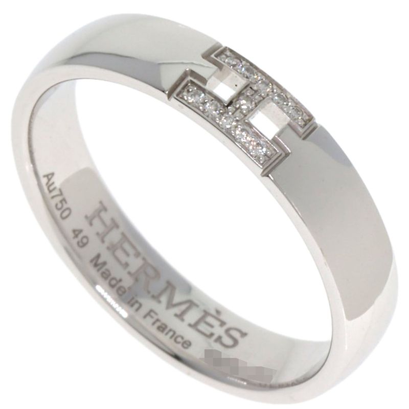 Hermes Ever Hera Cles Diamond #49 Ring 18K White Gold Ladies