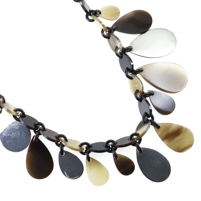 Hermes Teardrop Buffalo Horn And 925 Silver Brown/silver Ladies 50g Necklace