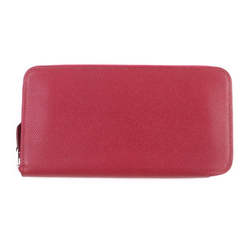Hermes Azap Long Classic Ruby Vaux Epson Round Zip Wallet Engraved