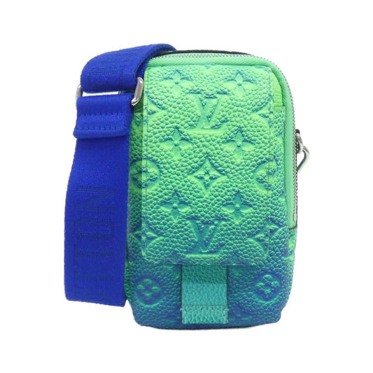 Louis Vuitton Taurillon Illusion Double Phone Pouch Shoulder Bag Bleu Vert