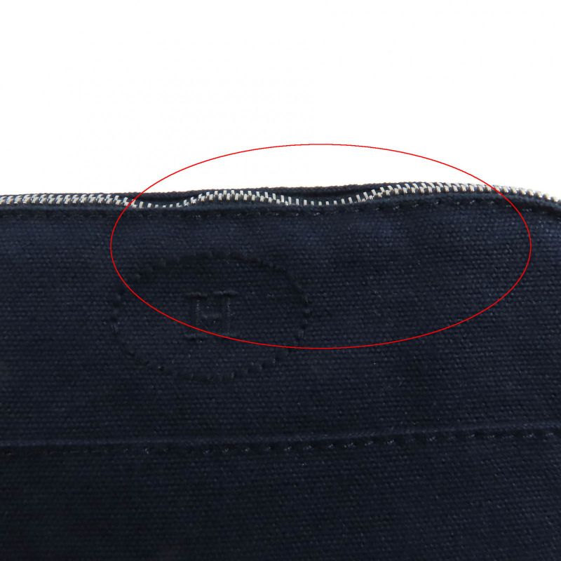 Hermes Bolide Pouch PM H Logo Embroidery Pouch / Cosmetic Pouch Navy Made In