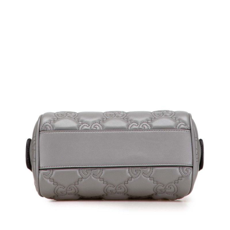 Gucci Ggmatelasse Quilted Mini Boston Bag Shoulder Bag 2WAY 702251 Gray Leather
