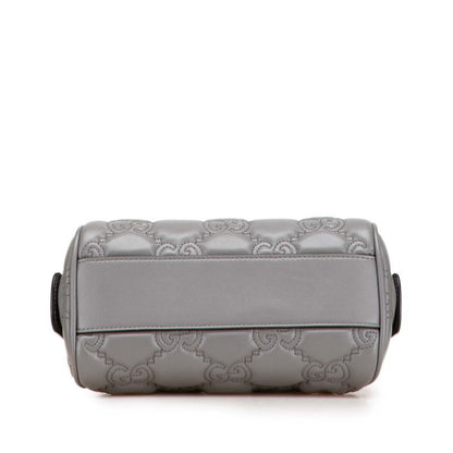 Gucci Ggmatelasse Quilted Mini Boston Bag Shoulder Bag 2WAY 702251 Gray Leather