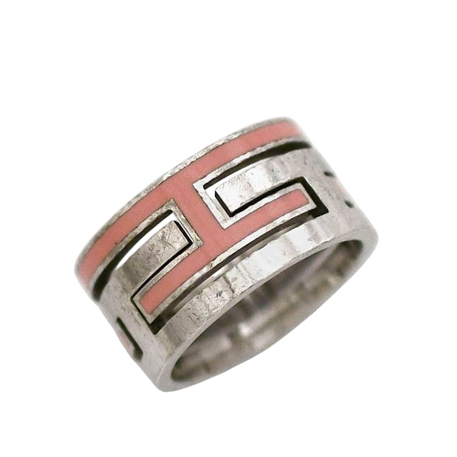 Hermes Mubouche Ring Silver Pink 925 Sterling