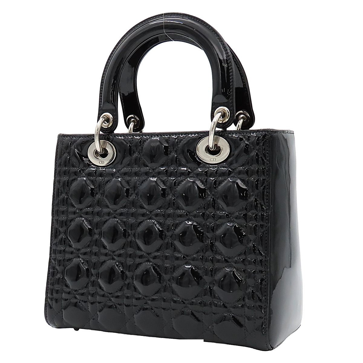 Dior Medium Cannage 2-Way Shoulder Bag Black Patent Leather — view 2