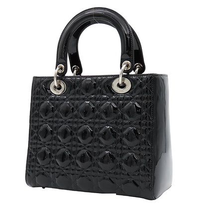 Dior Medium Cannage 2-Way Shoulder Bag Black Patent Leather — view 2