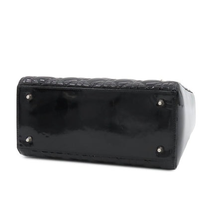 Dior Medium Cannage 2-Way Shoulder Bag Black Patent Leather — view 3