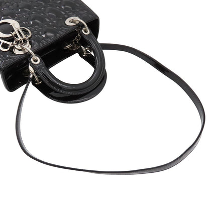 Dior Medium Cannage 2-Way Shoulder Bag Black Patent Leather — view 4