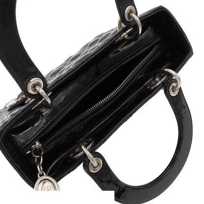 Dior Medium Cannage 2-Way Shoulder Bag Black Patent Leather — view 5