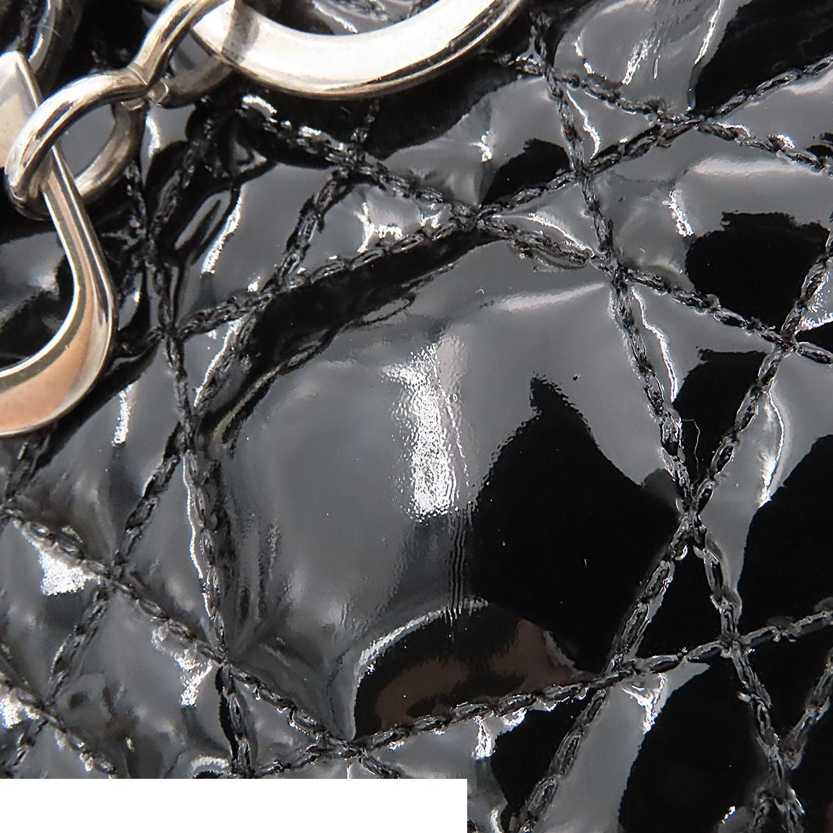 Dior Medium Cannage 2-Way Shoulder Bag Black Patent Leather — view 6