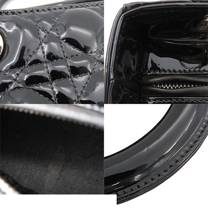Dior Medium Cannage 2-Way Shoulder Bag Black Patent Leather — view 8