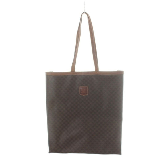 Celine Vintage Tote Hand Leather Macadam Triomphe Logo All Over Pattern Brown