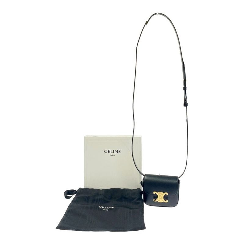 Celine Shiny Calfskin Mini Claude Shoulder Bag Black