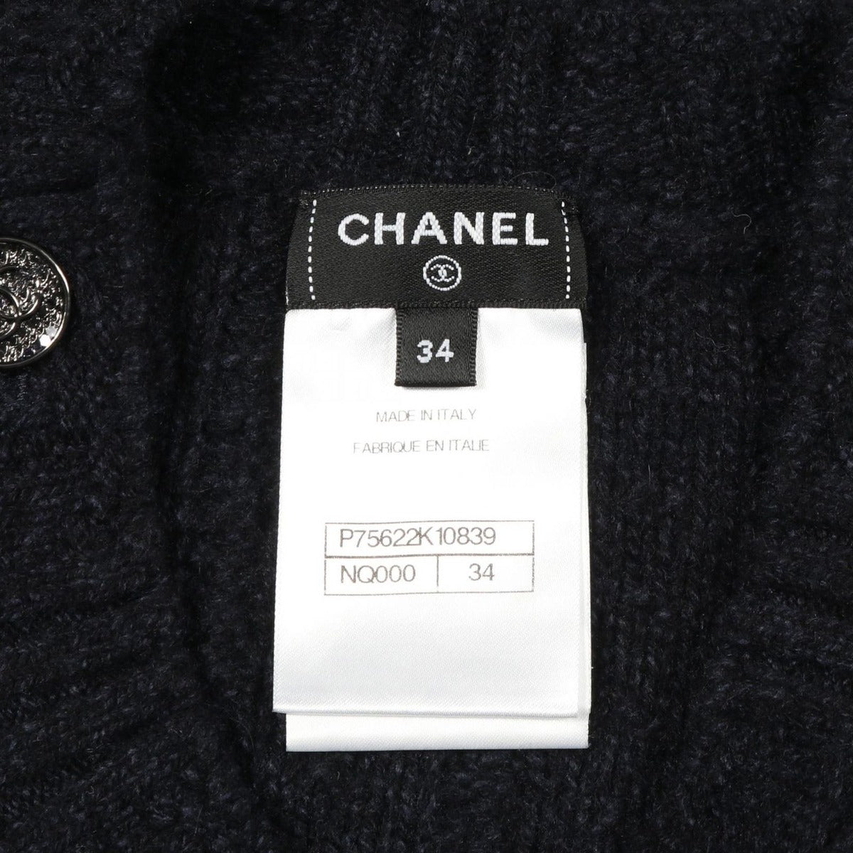 Chanel Dress CC Logo Button Wool B — view 3
