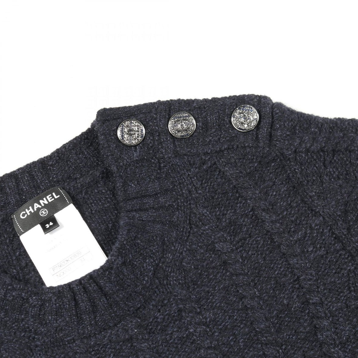 Chanel Dress CC Logo Button Wool B — view 9