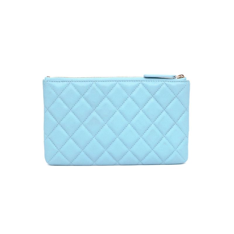 Chanel Flat Pouch Matelasse Light Blue - Light Blue Gdhardware Caviar