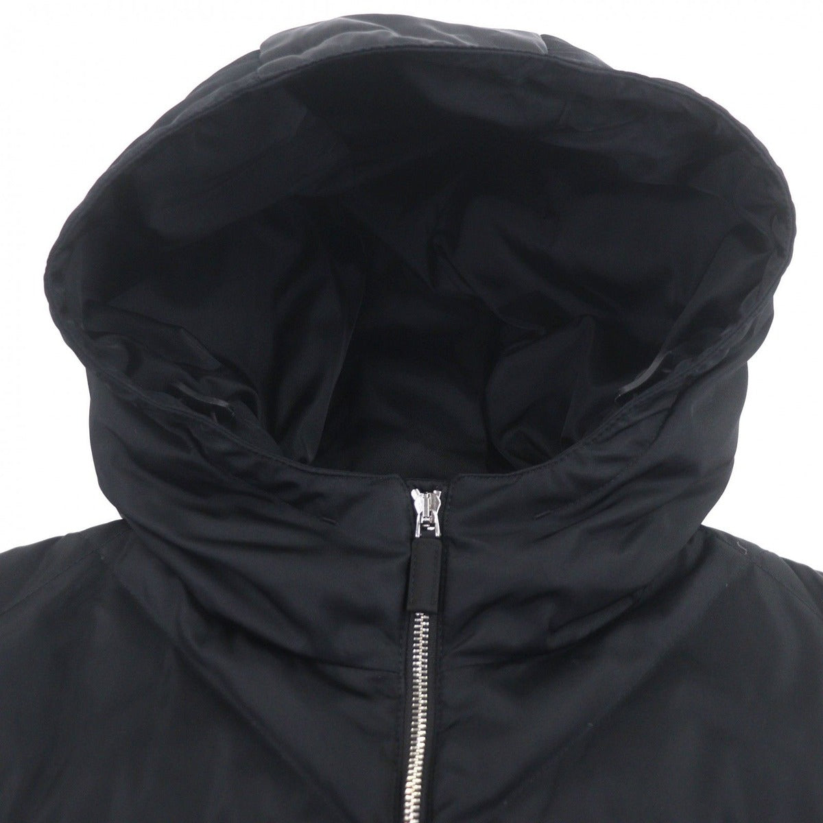Prada Logo Print Re-Nylon Hooded Zip Up Down Vest Black Xxxl — view 2