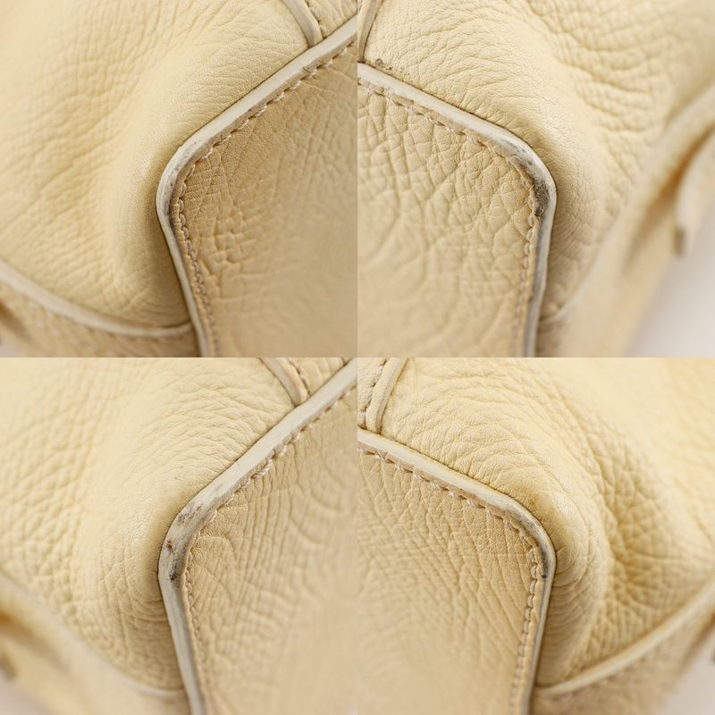 Celine Mini Boston Bag Triomphe Leather Off White Women Tote Bag