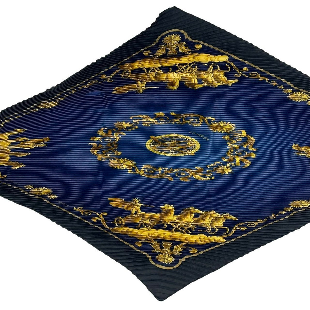 Hermes Scarf Pleated Silk Cosmos Space Blue — view 3