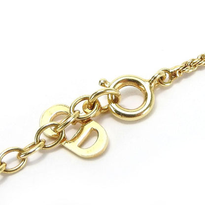 Christian Dior Necklace Metal Gold Plated Accessories CD Logo Ladies Women