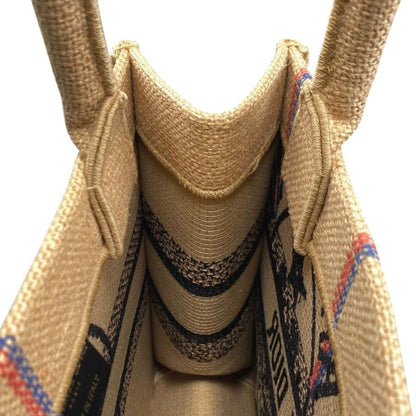 Christian Dior Handbag Book Tote Small Union Motif Embroidery Brown